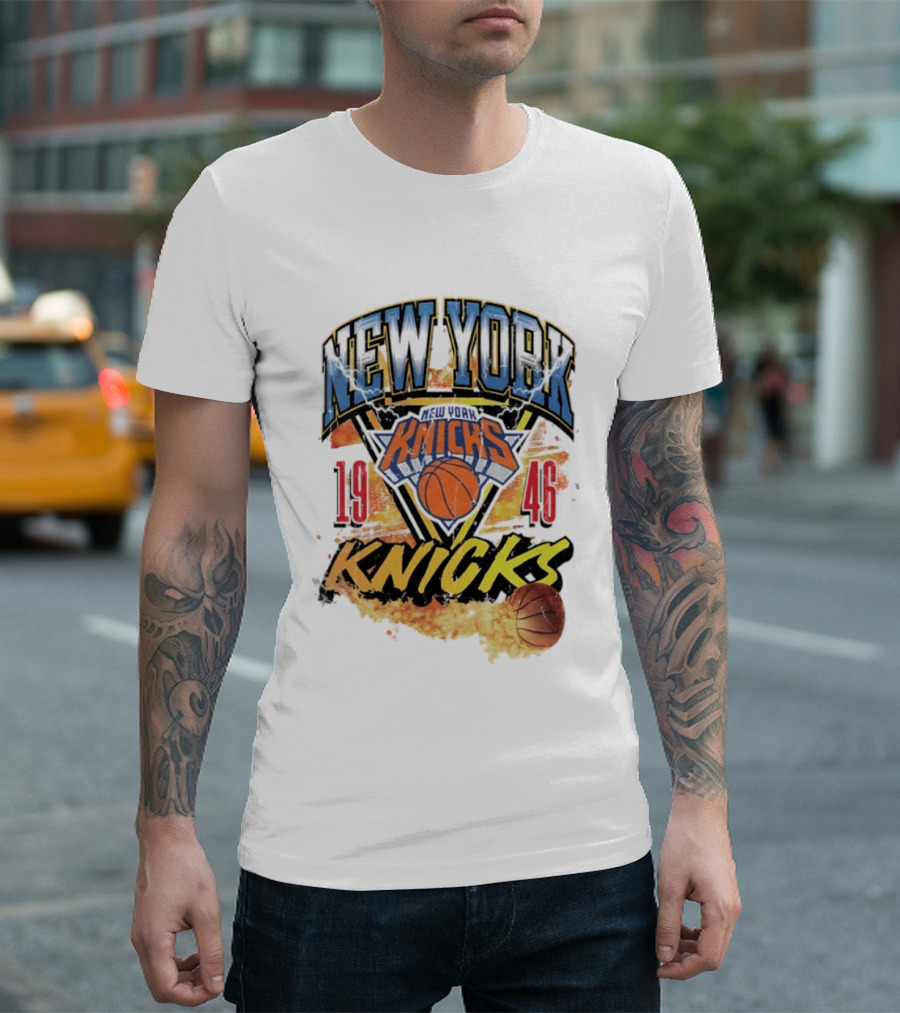 New York Knicks 1946 Basketball On Fire T-Shirt