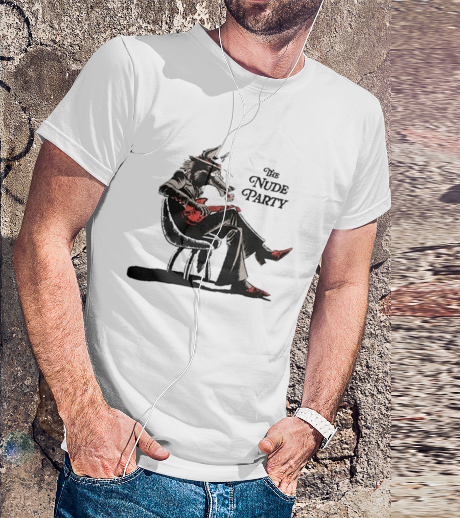 The Nude Party Wolf Playing Electric Guitar T-Shirt