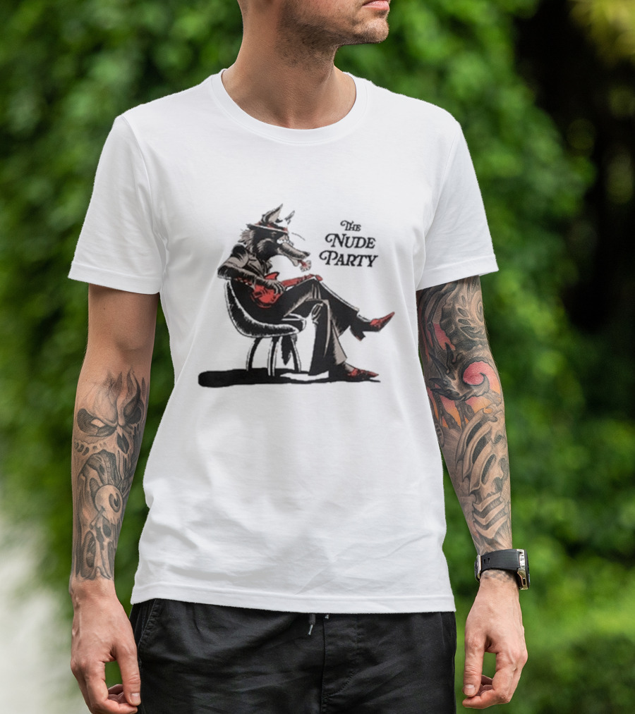 The Nude Party Wolf Playing Electric Guitar T-Shirt