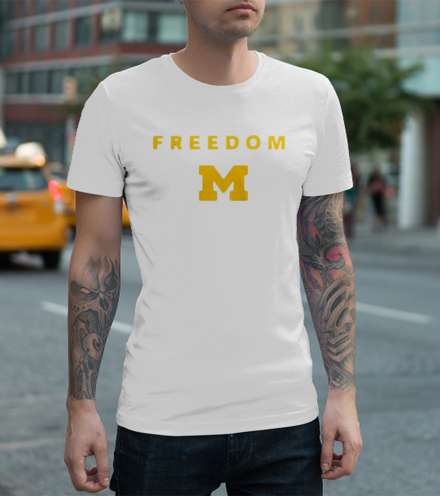 University Of Michigan Freedom M Charlie Kirk 2 Sided T-Shirt