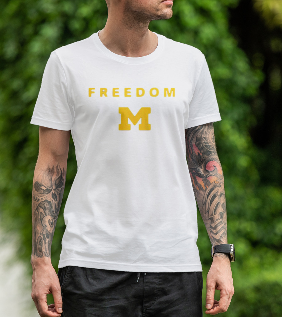 University Of Michigan Freedom M Charlie Kirk 2 Sided T-Shirt