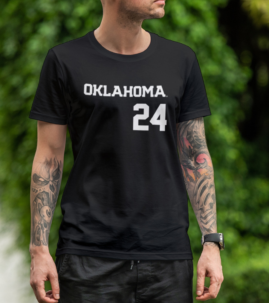 Oklahoma 24 Audrey Lowry Sooners Softball Name And Number Two Sided T-Shirt