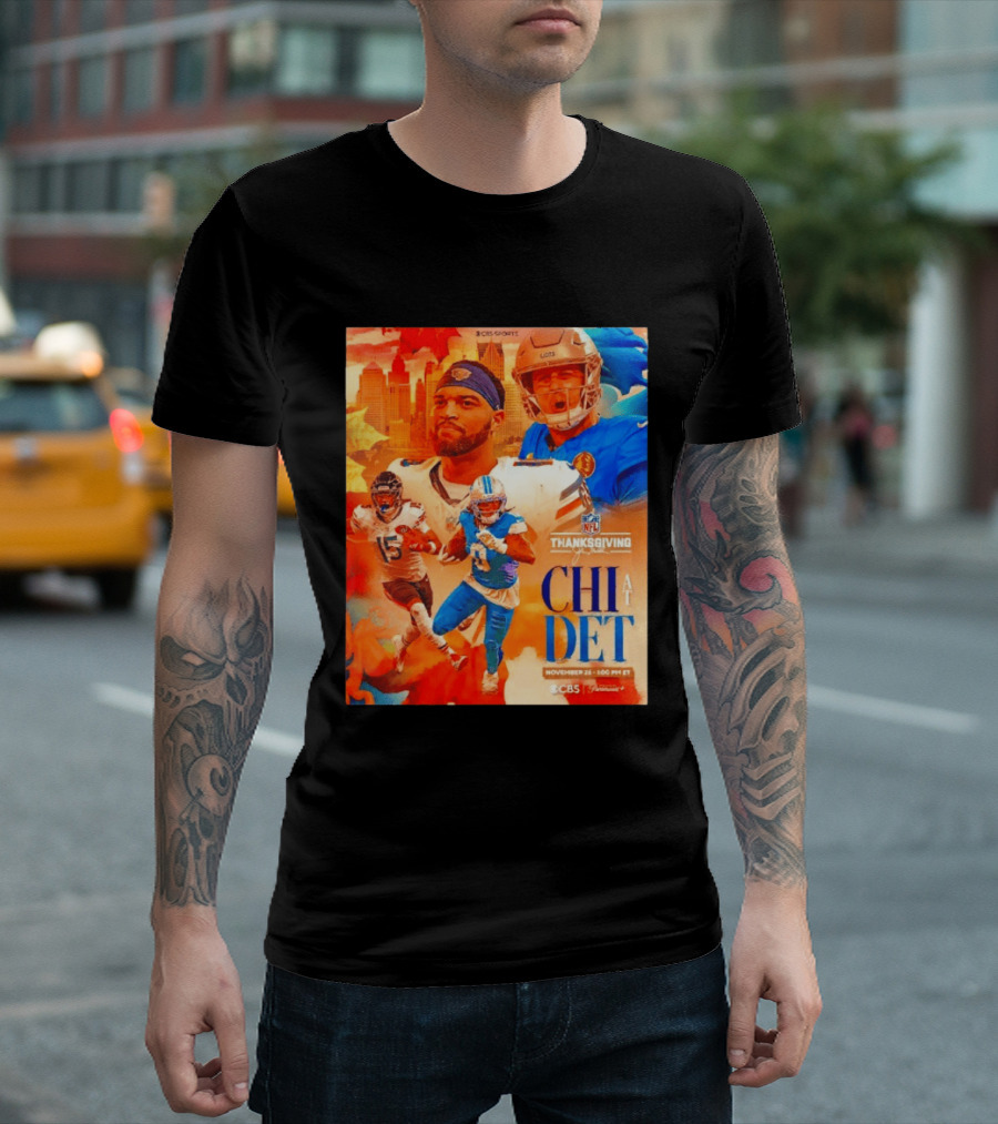 NFL Thanksgiving Day Game Chicago Bears Vs Detroit Lions Nov 26 CBS Sports T-Shirt
