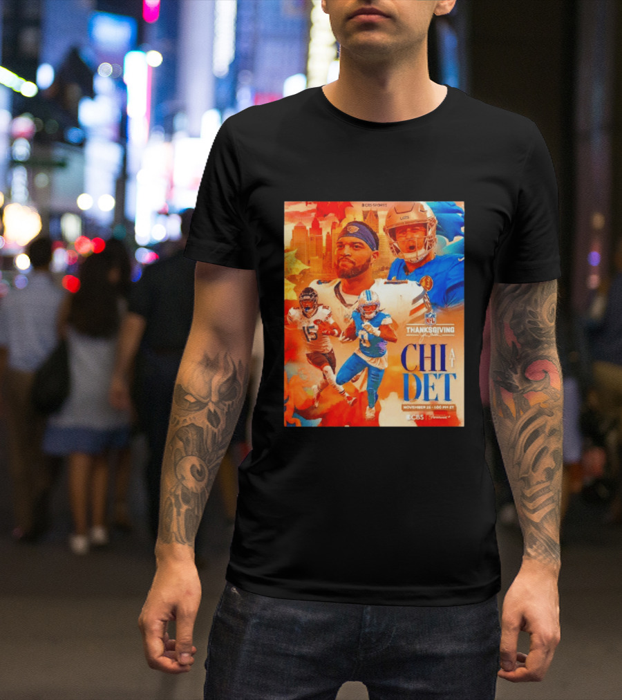 NFL Thanksgiving Day Game Chicago Bears Vs Detroit Lions Nov 26 CBS Sports T-Shirt