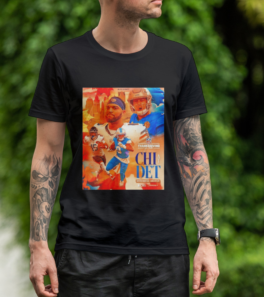NFL Thanksgiving Day Game Chicago Bears Vs Detroit Lions Nov 26 CBS Sports T-Shirt