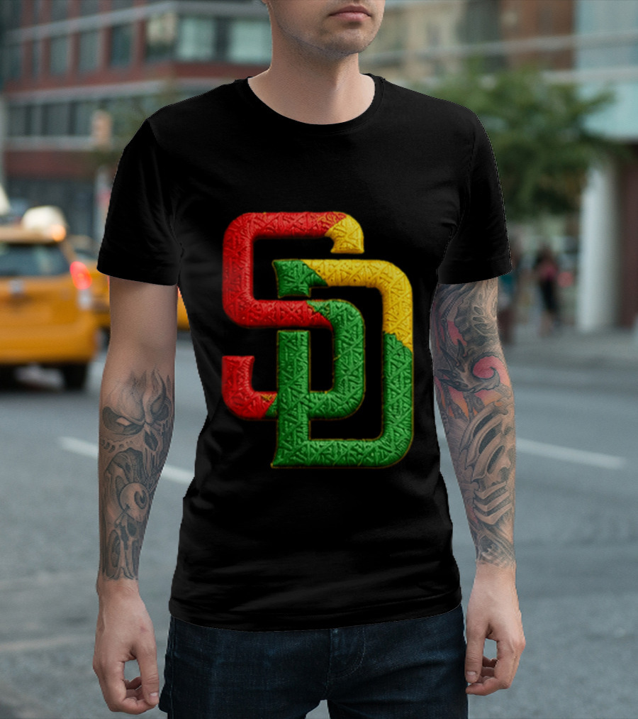Padres African American Heritage 2026 Giveaway SD Red Gold Green T-Shirt