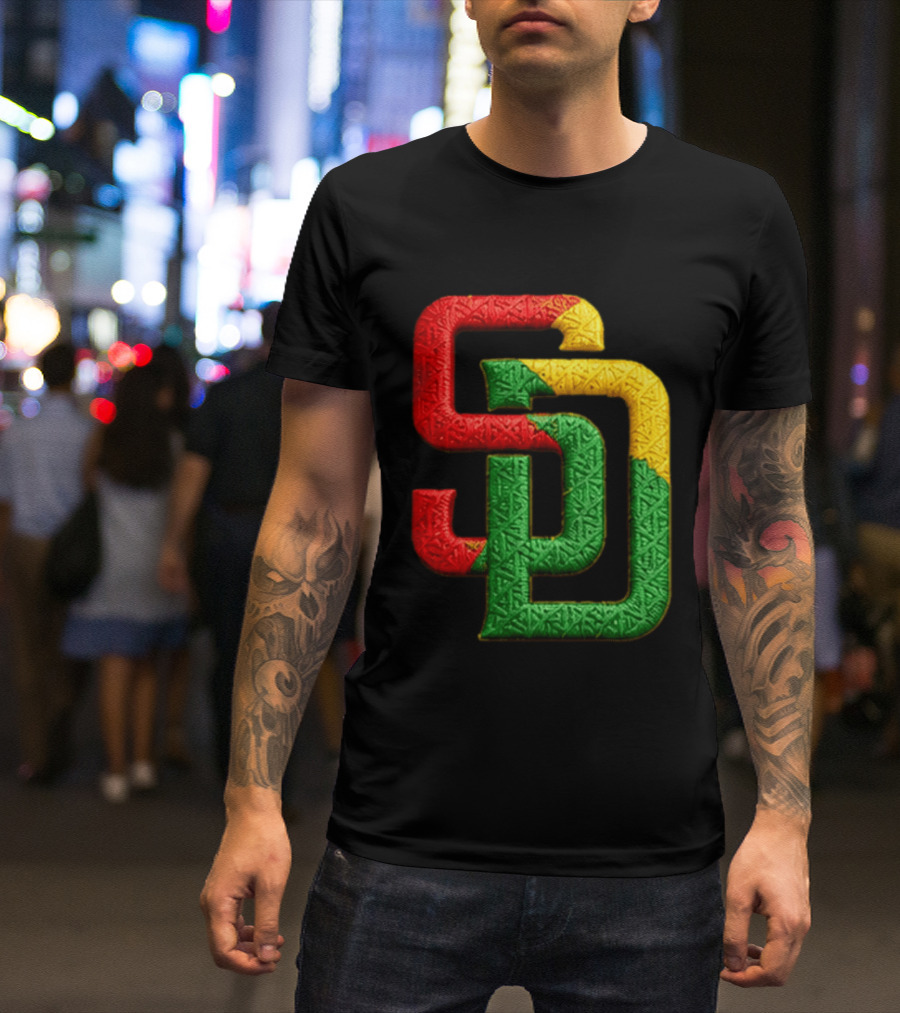 Padres African American Heritage 2026 Giveaway SD Red Gold Green T-Shirt