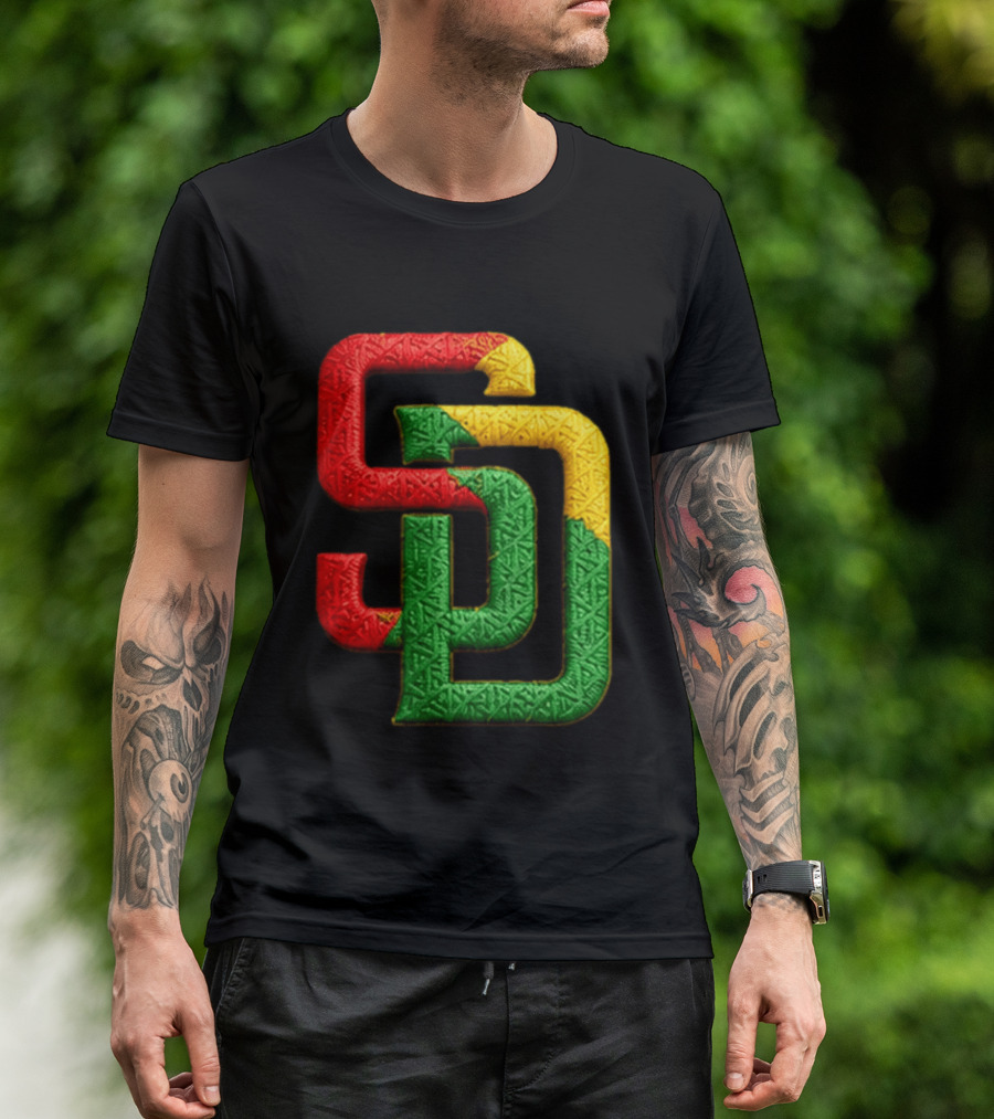Padres African American Heritage 2026 Giveaway SD Red Gold Green T-Shirt