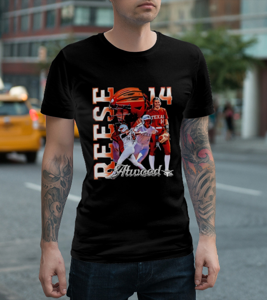 Reese Atwood 14 Texas Longhorns Softball Player White Uniform And Red Helmet T-Shirt