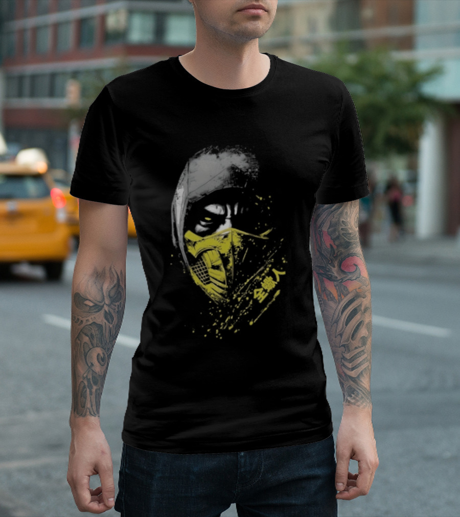 Scorpion Get Over Here Mortal Kombat Classic Yellow Mask T-Shirt
