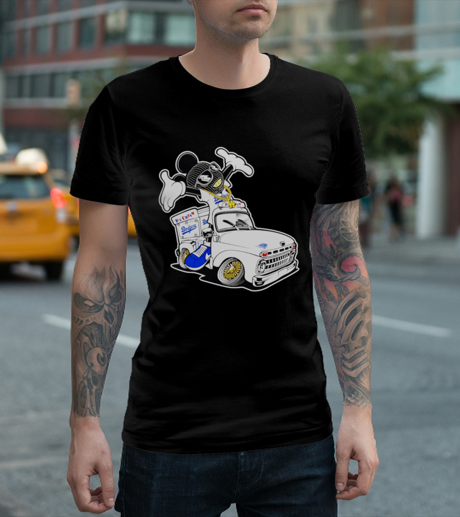 Los Angeles Dodgers Mickey Ice Cream Truck Sneaker Chain T-Shirt