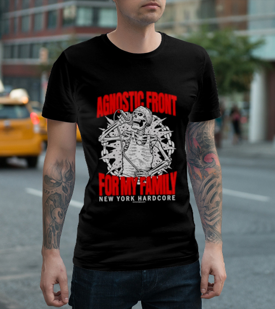 Agnostic Front Skeleton For My Family New York Hardcore T-Shirt