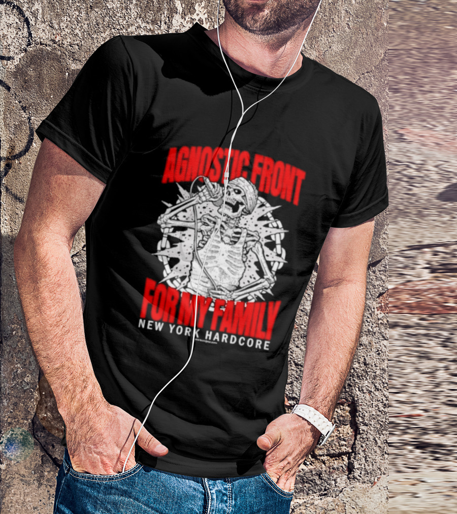 Agnostic Front Skeleton For My Family New York Hardcore T-Shirt