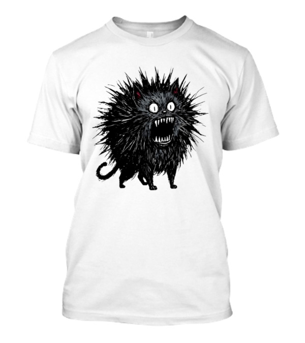 Angry Spiky Black Cat Meme Wild Expression T-Shirt