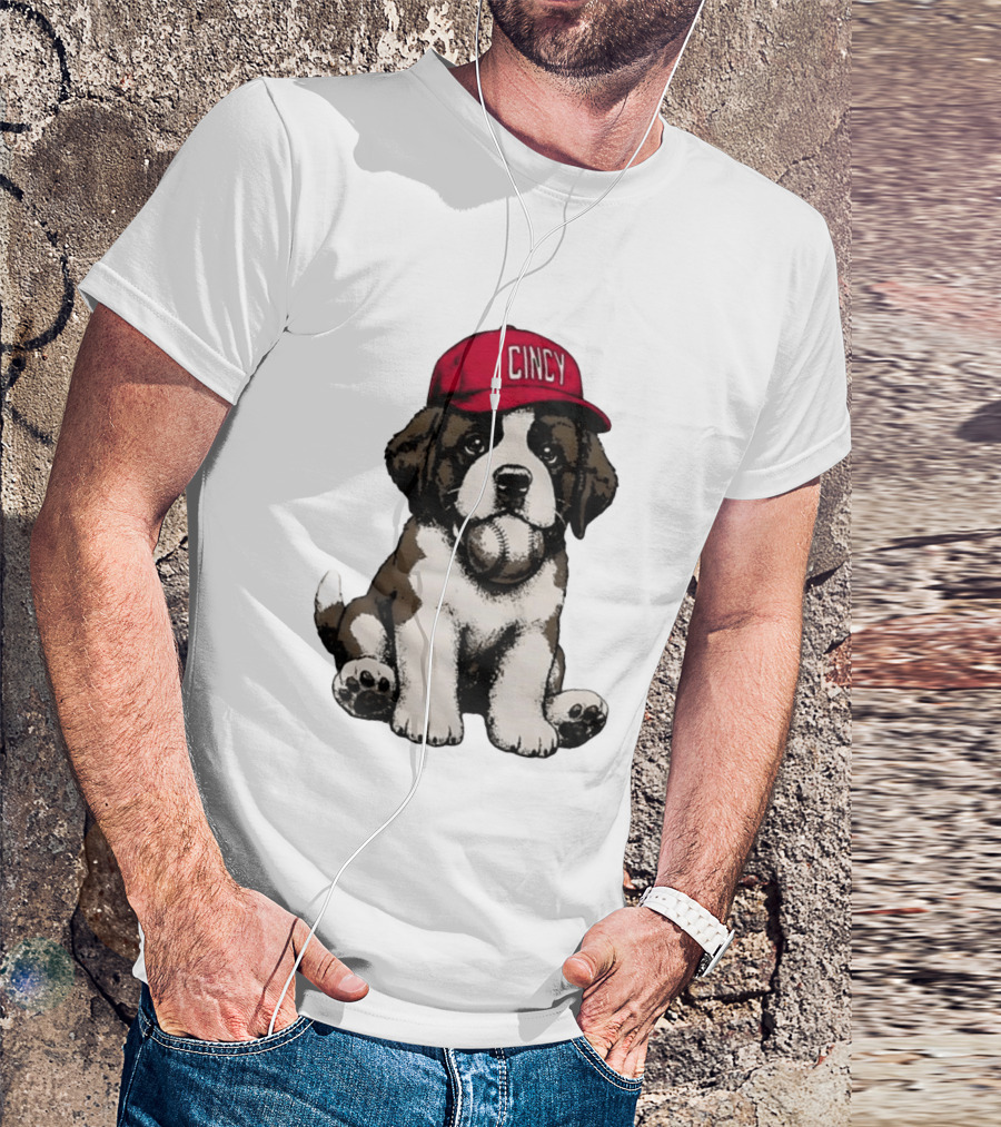 Cincinnati Reds Cincy Puppy Baseball Hat T-Shirt
