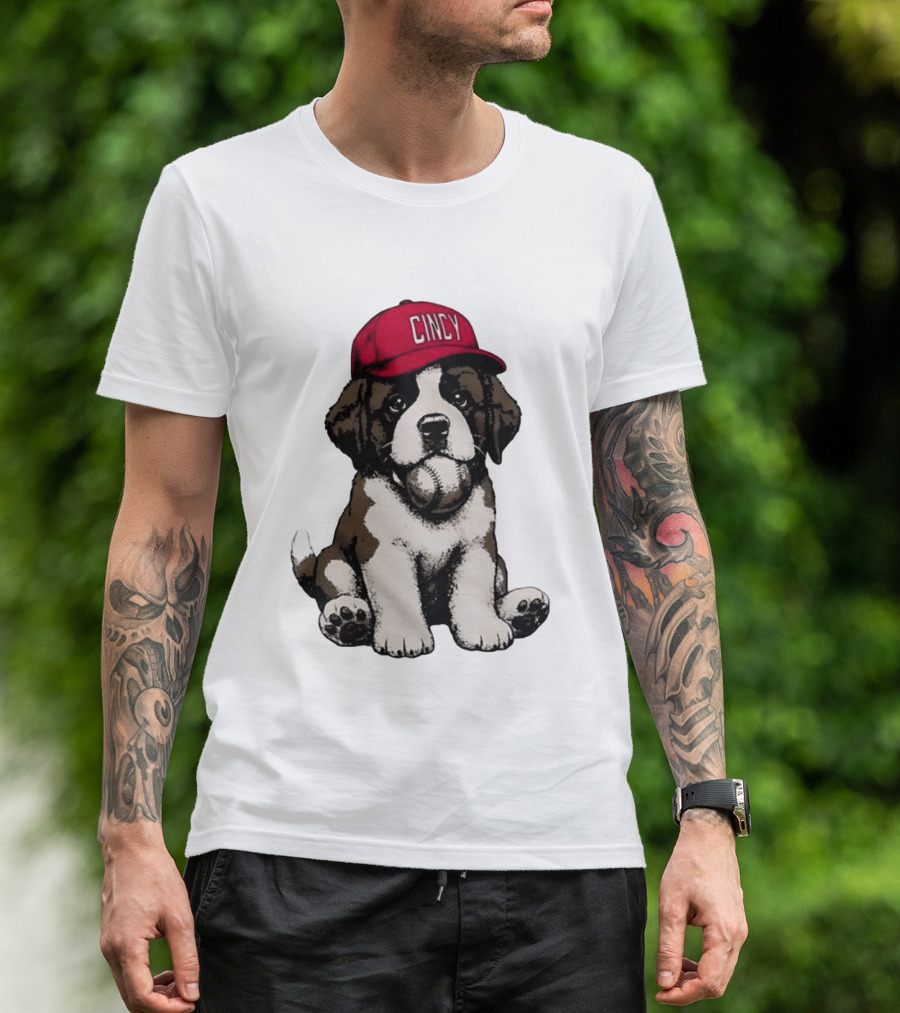 Cincinnati Reds Cincy Puppy Baseball Hat T-Shirt