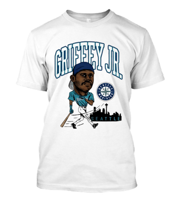 Seattle Mariners Griffey Jr. Skyline Caricature T-Shirt