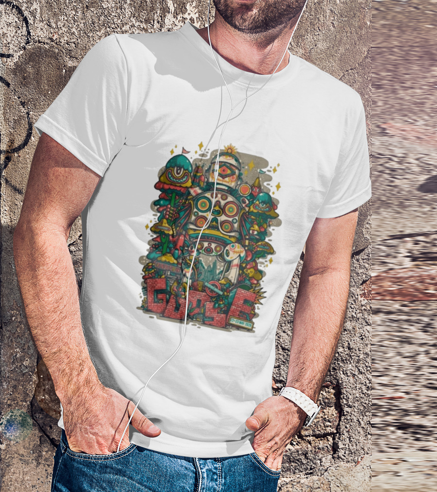 Goose London UK Tour May 22 23 2026 Psychedelic Robot Mushroom T-Shirt