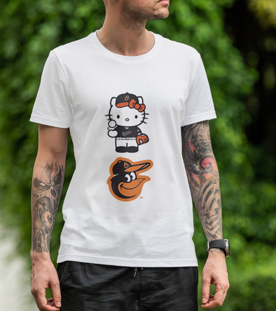 Hello Kitty Baltimore Orioles Baseball Fan Merchandise T-Shirt