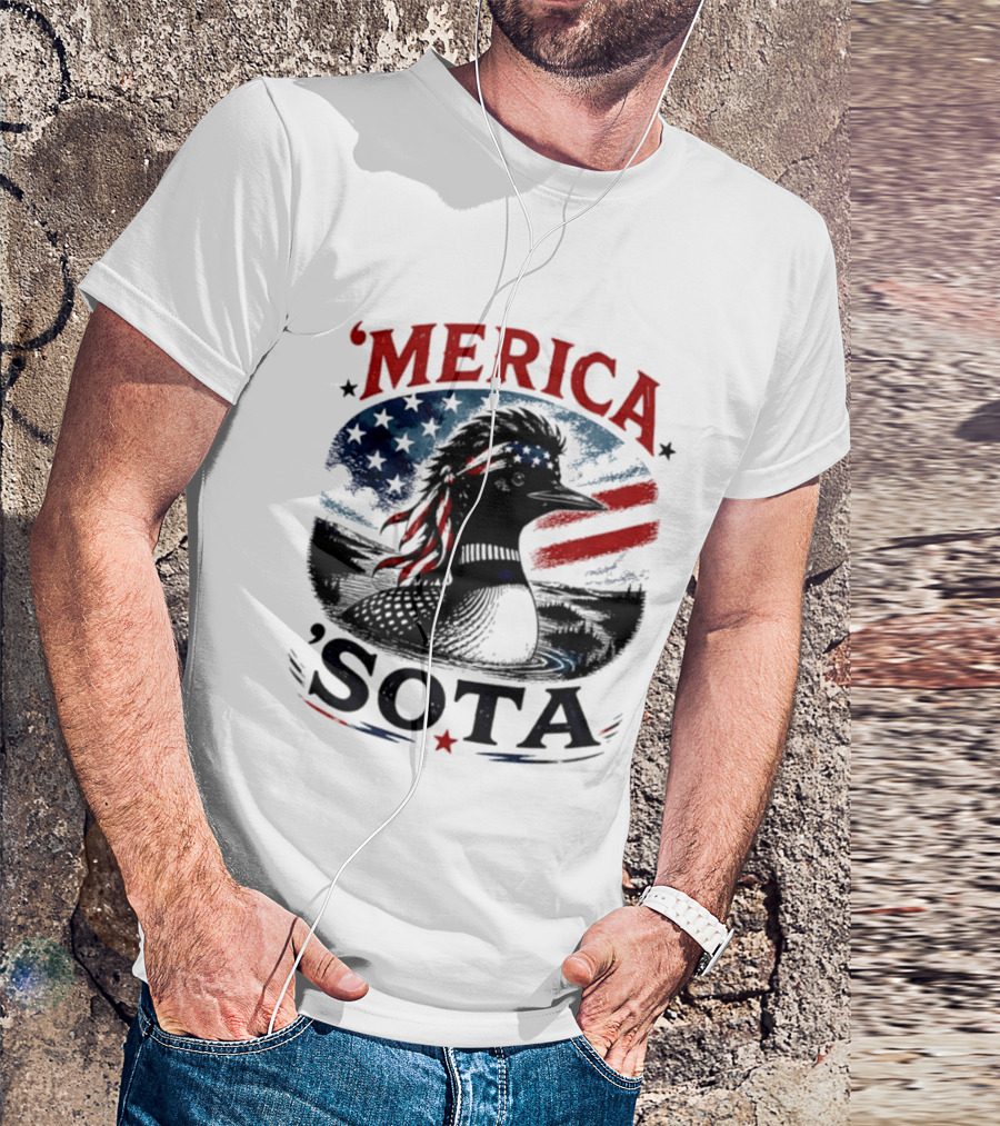Merica 'Sota Loon Stars Stripes American Flag T-Shirt
