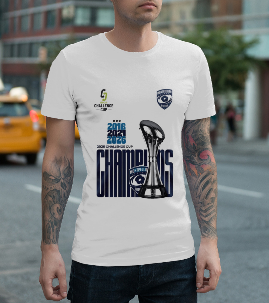 Montpellier Herault Champions European Rugby Challenge Cup 2016 2021 2026 T-Shirt