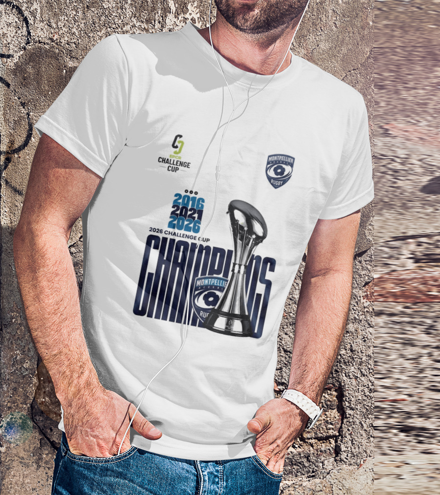 Montpellier Herault Champions European Rugby Challenge Cup 2016 2021 2026 T-Shirt