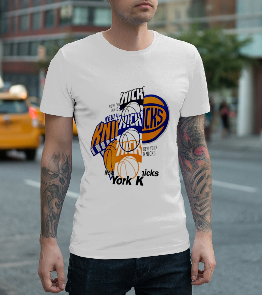 New York Knicks Basketball Collage Fragmented T-Shirt