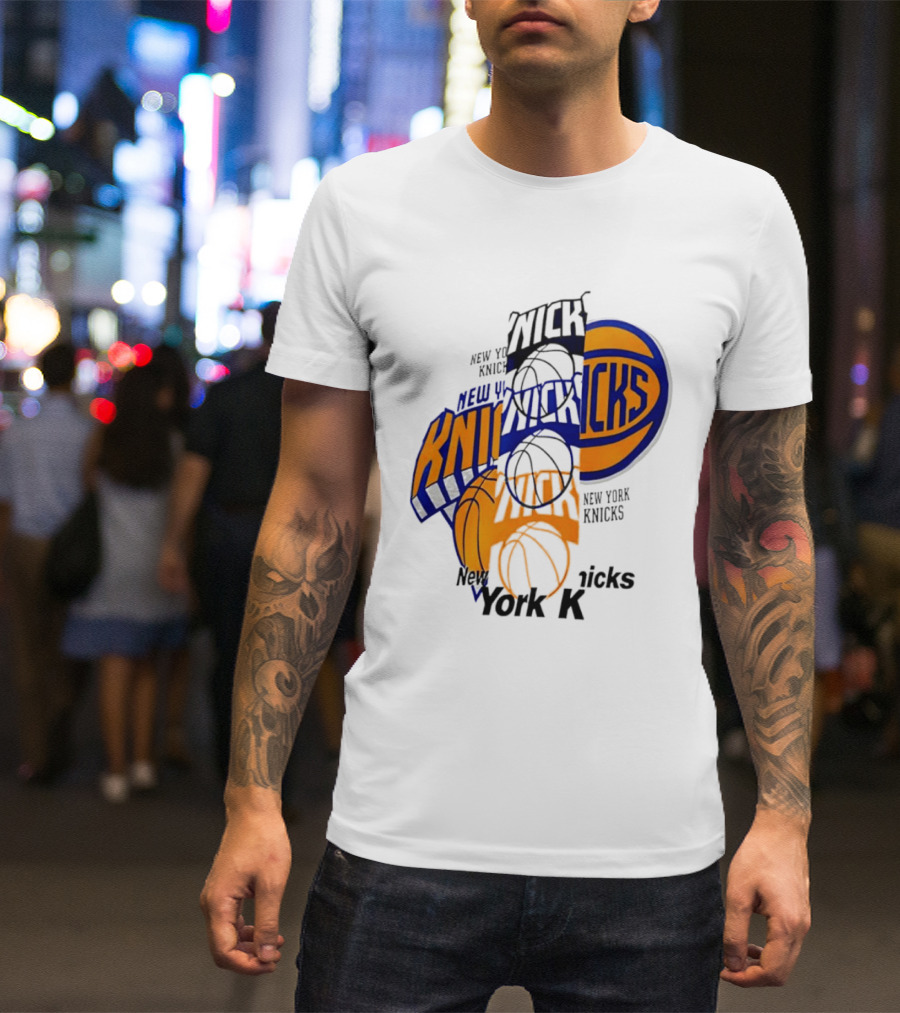 New York Knicks Basketball Collage Fragmented T-Shirt