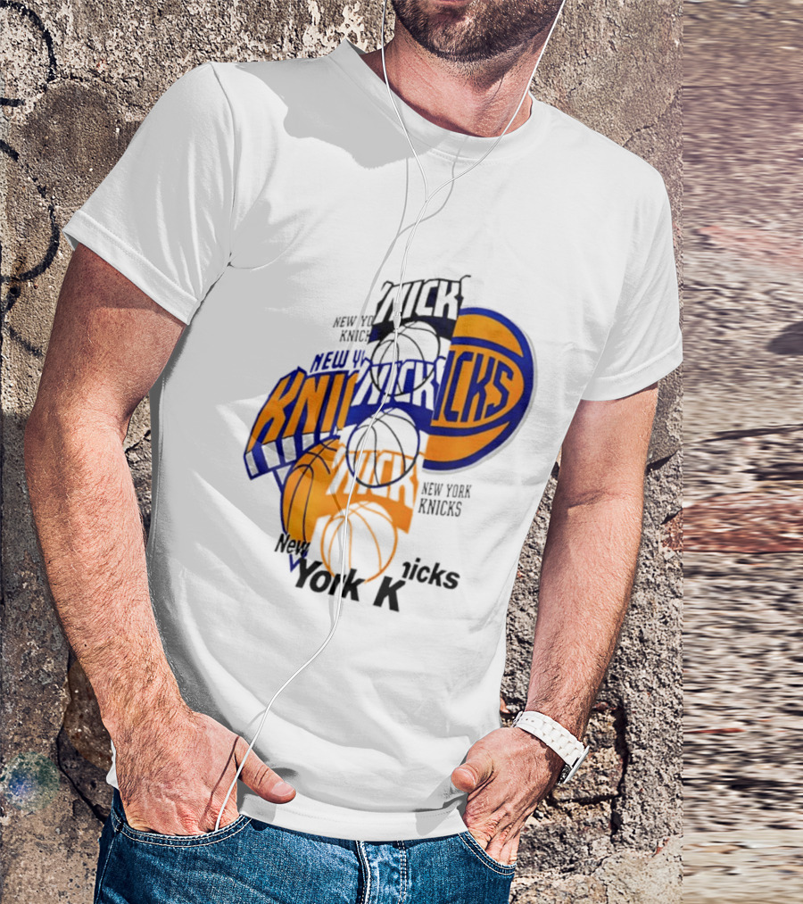 New York Knicks Basketball Collage Fragmented T-Shirt
