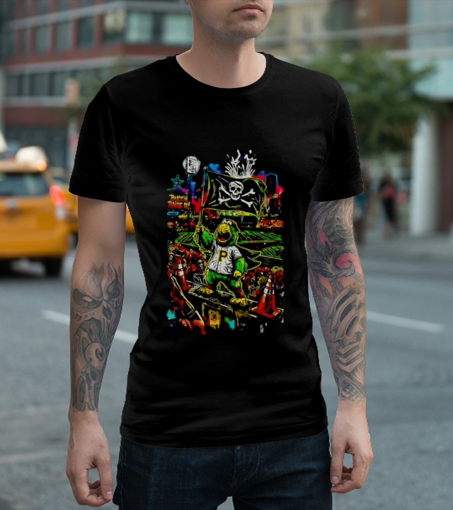 Pirate Parrot Pittsburgh Pirates Bucc'n Raise It Skull Flag T-Shirt