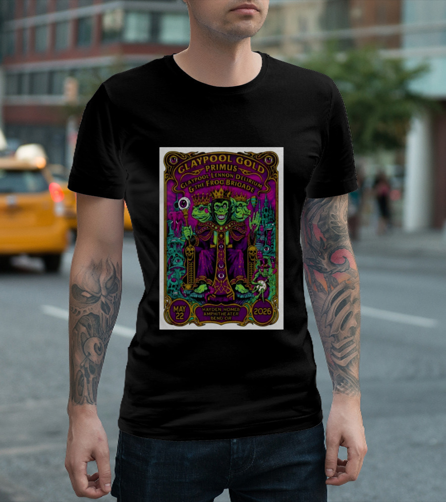 GLAYPOOL GOLD PRIMUS Frog Brigade May 22 2026 Bend OR Hayden Homes Amphitheater T-Shirt