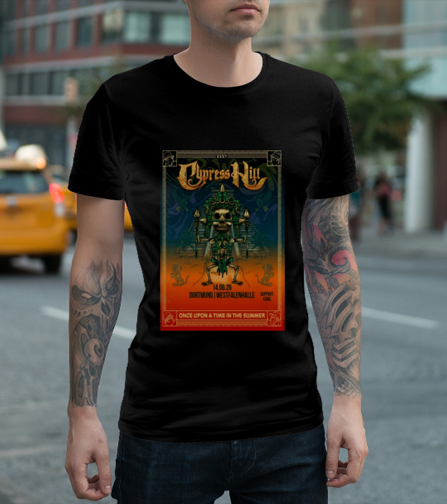 Cypress Hill XXXV Dortmund Westfalenhalle 14.06.26 Support E7hel Once Upon A Time In The Summer Skeleton Warrior T-Shirt