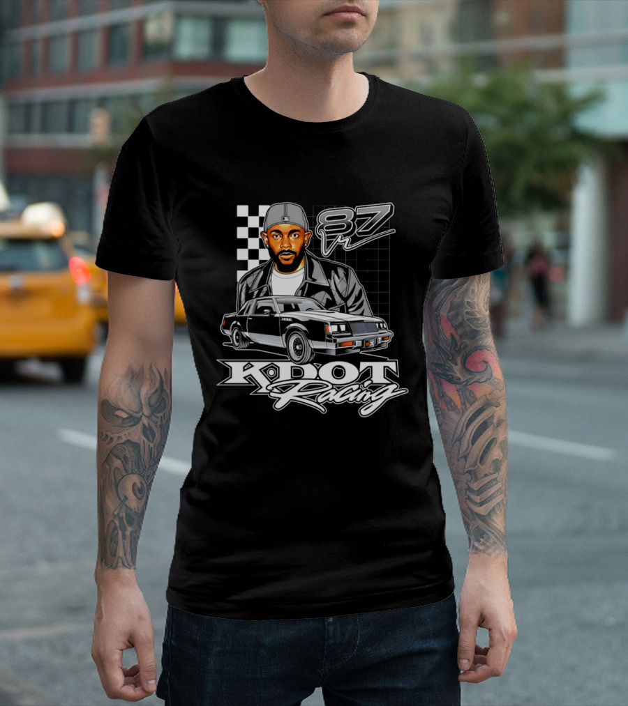 Kdot Racing 87 Vintage Car And Checkered Flag T-Shirt