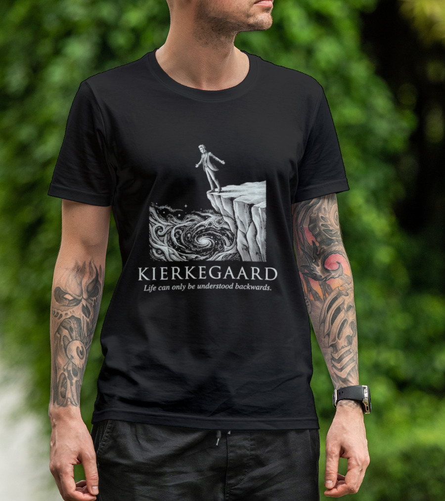 Kierkegaard Life Can Only Be Understood Backwards Cliff Edge T-Shirt