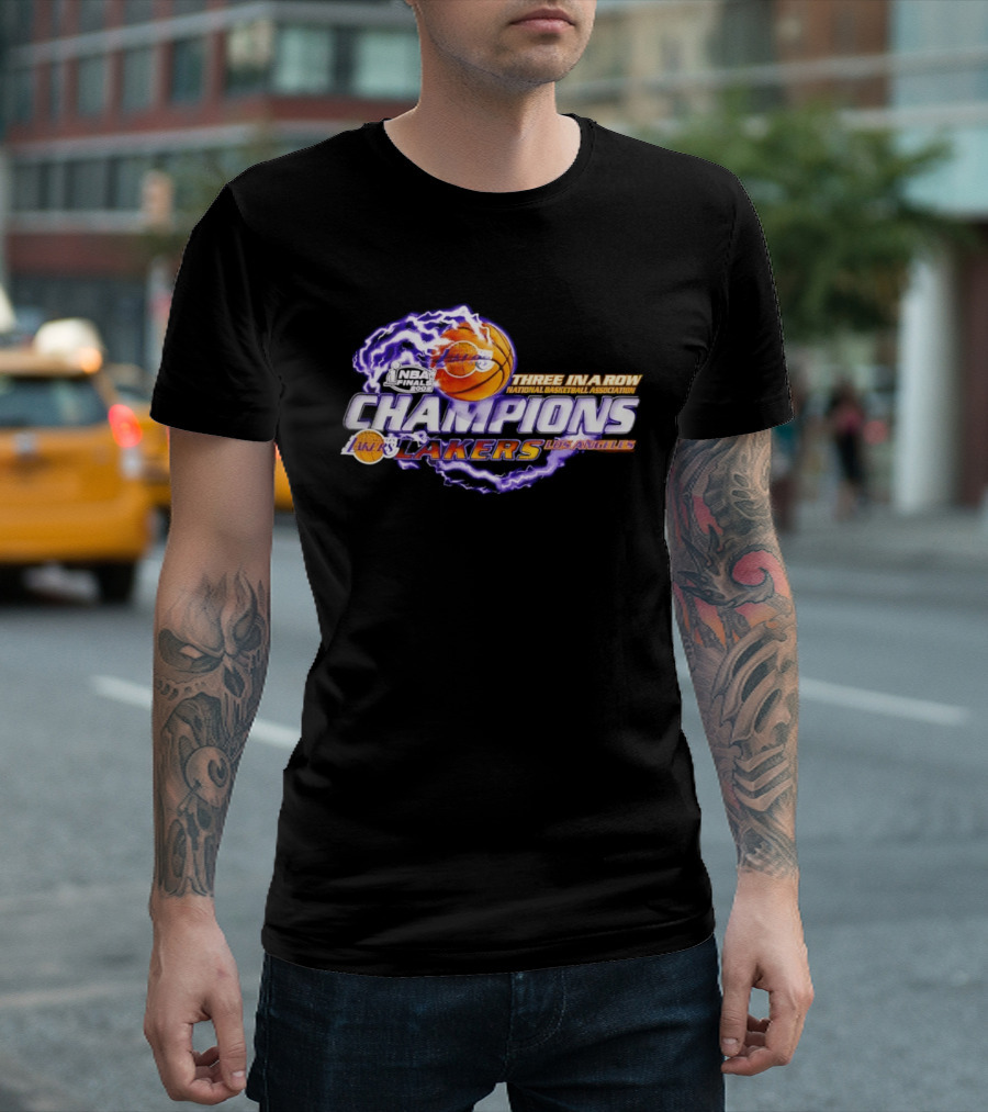 NBA Champions Los Angeles Lakers Three In A Row National Basketball Association T-Shirt