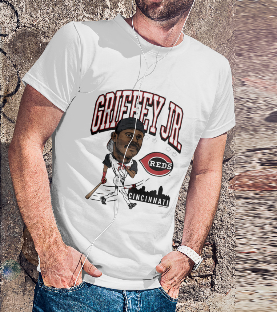 Cincinnati Reds Griffey Jr Caricature Tri Blend T-Shirt