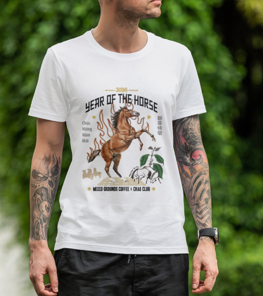 2026 Year Of The Horse Mixed Grounds Coffee Chuc Mung Nam Moi Collaboration T-Shirt