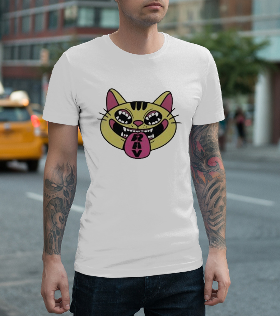 Exociety Rav Cat Vestiges Wild And Funky Cat Face T-Shirt