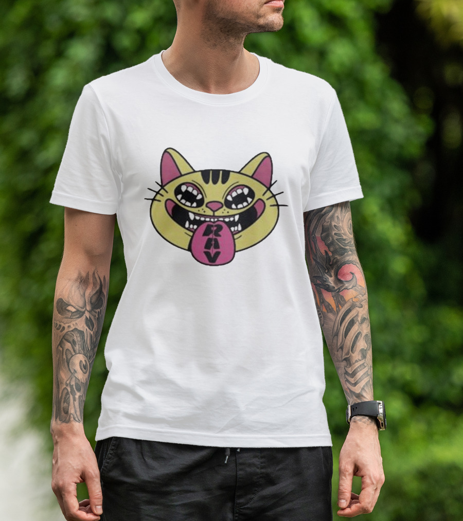Exociety Rav Cat Vestiges Wild And Funky Cat Face T-Shirt