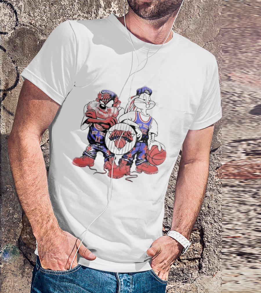 Officila Looney Tunes Bugs Bunny Taz Knicks NYK Basketball T-Shirt