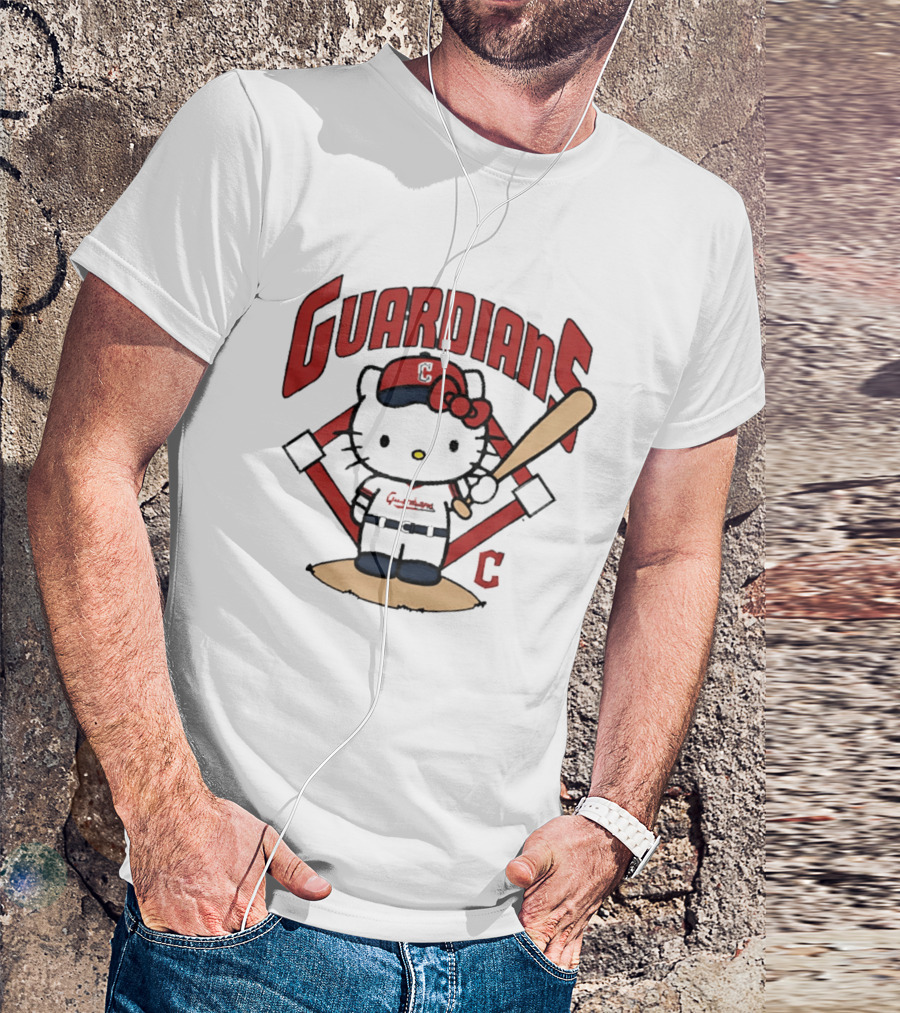 Hello Kitty Cleveland Guardians MLB 2026 Cartoon Collaboration T-Shirt