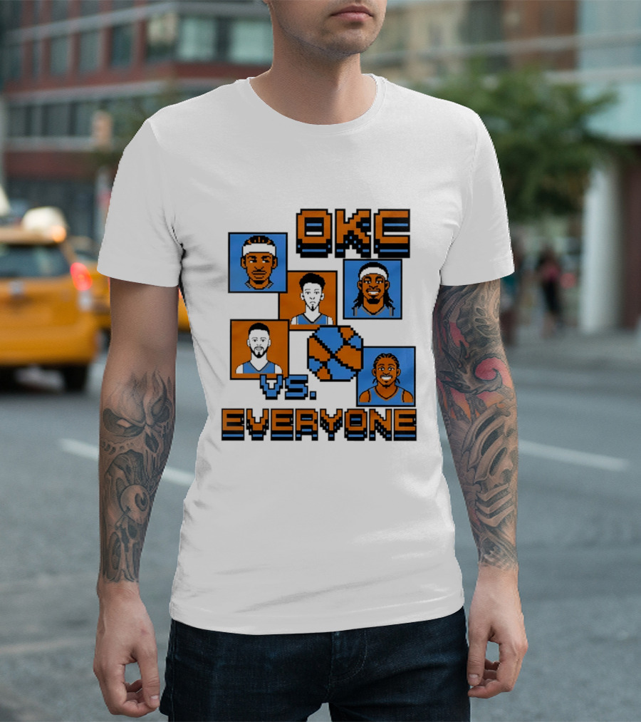 Oklahoma City Thunder OKC Vs Everyone 8 Bit Basketball Pixel Art Characters T-Shirt