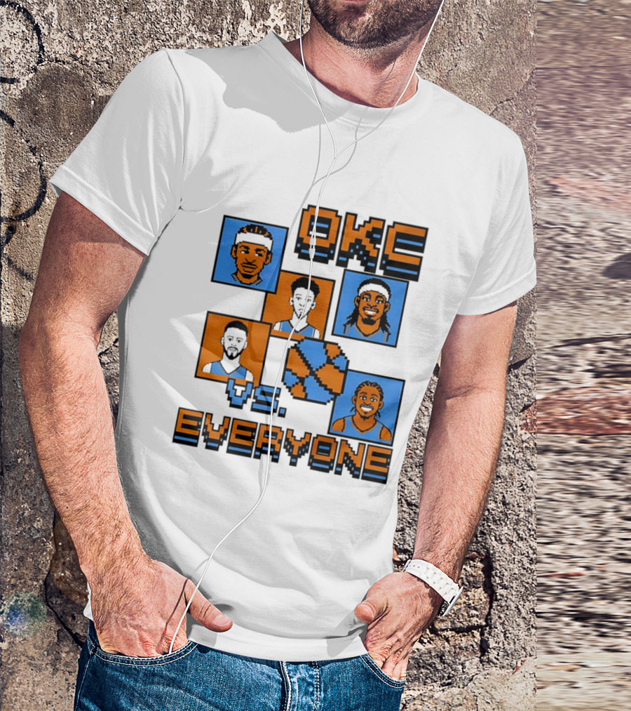 Oklahoma City Thunder OKC Vs Everyone 8 Bit Basketball Pixel Art Characters T-Shirt