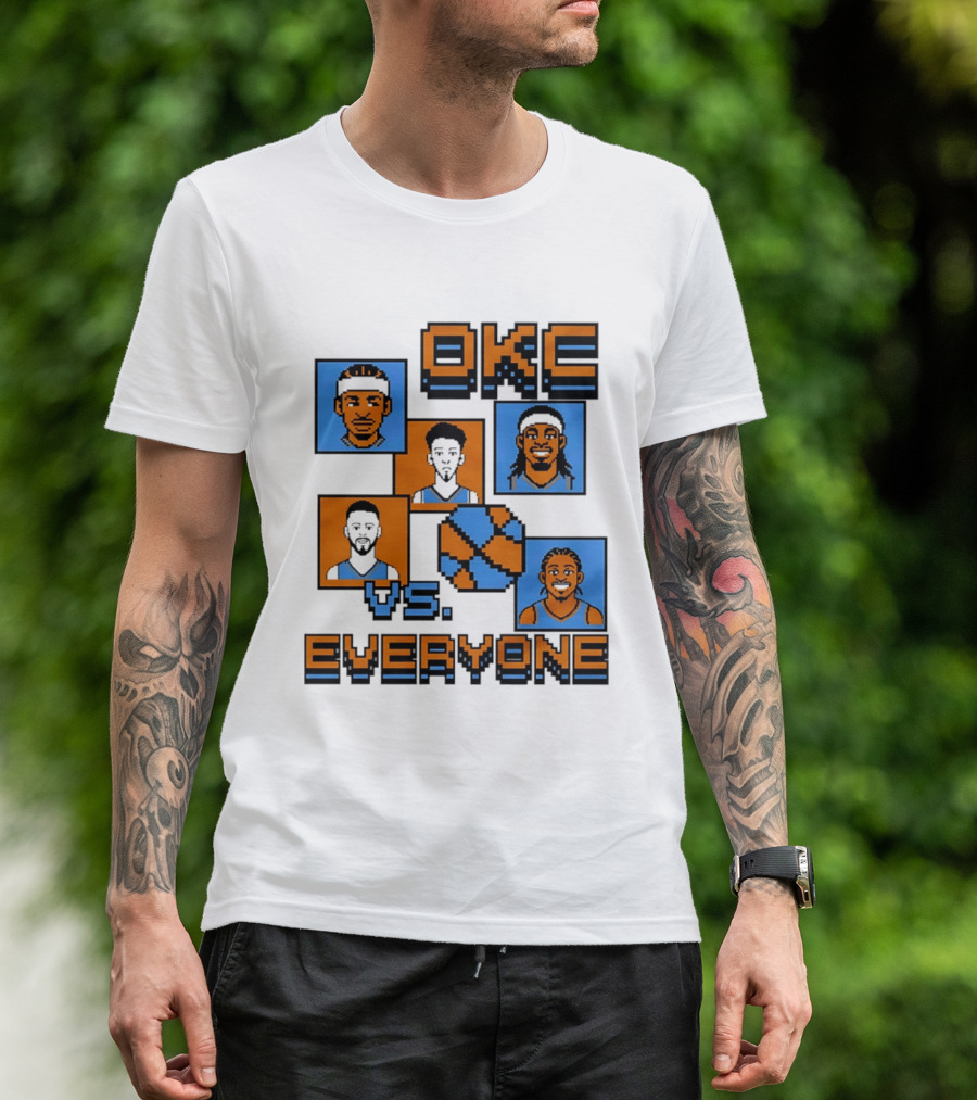 Oklahoma City Thunder OKC Vs Everyone 8 Bit Basketball Pixel Art Characters T-Shirt