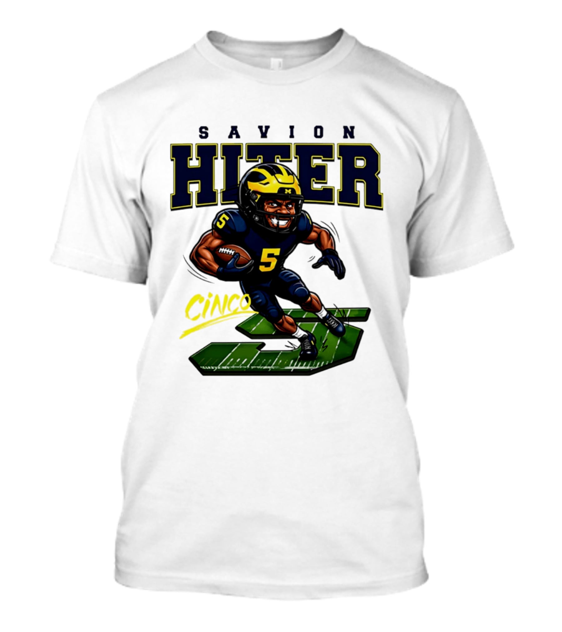 Savion Hiter Michigan Football Cinco 5 Mascot Caricature T-Shirt