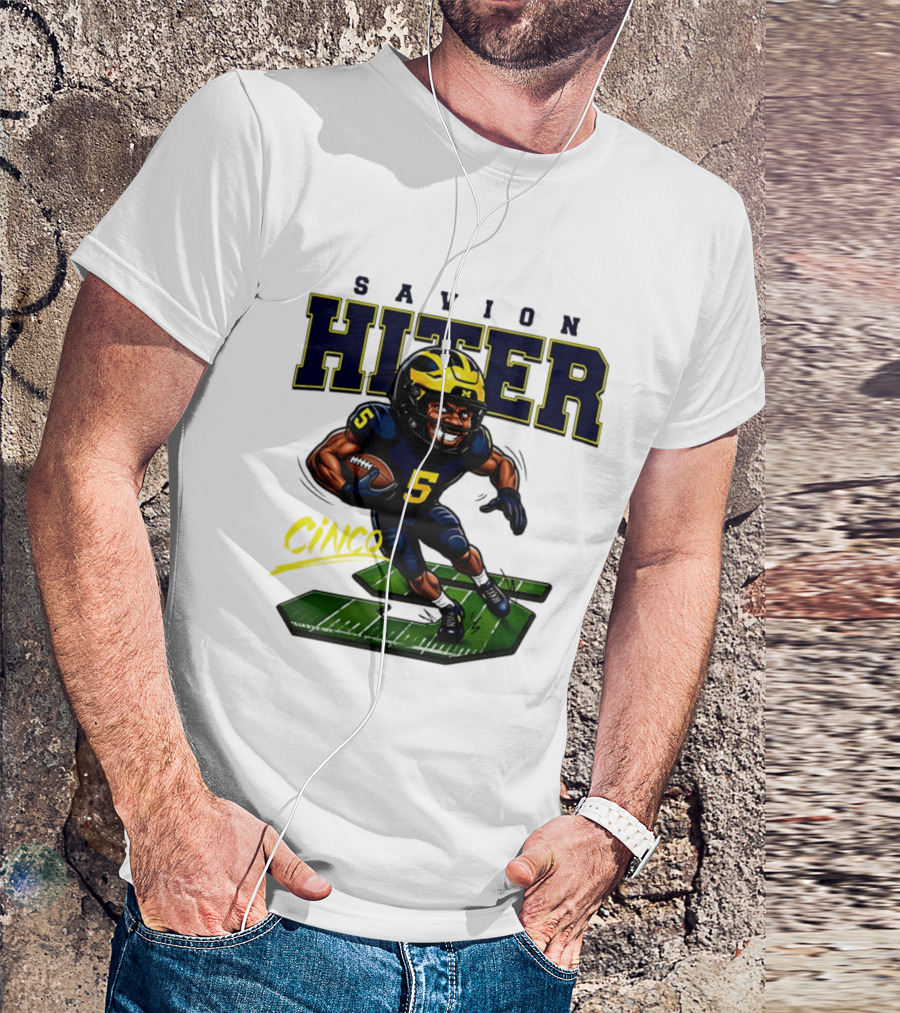 Savion Hiter Michigan Football Cinco 5 Mascot Caricature T-Shirt
