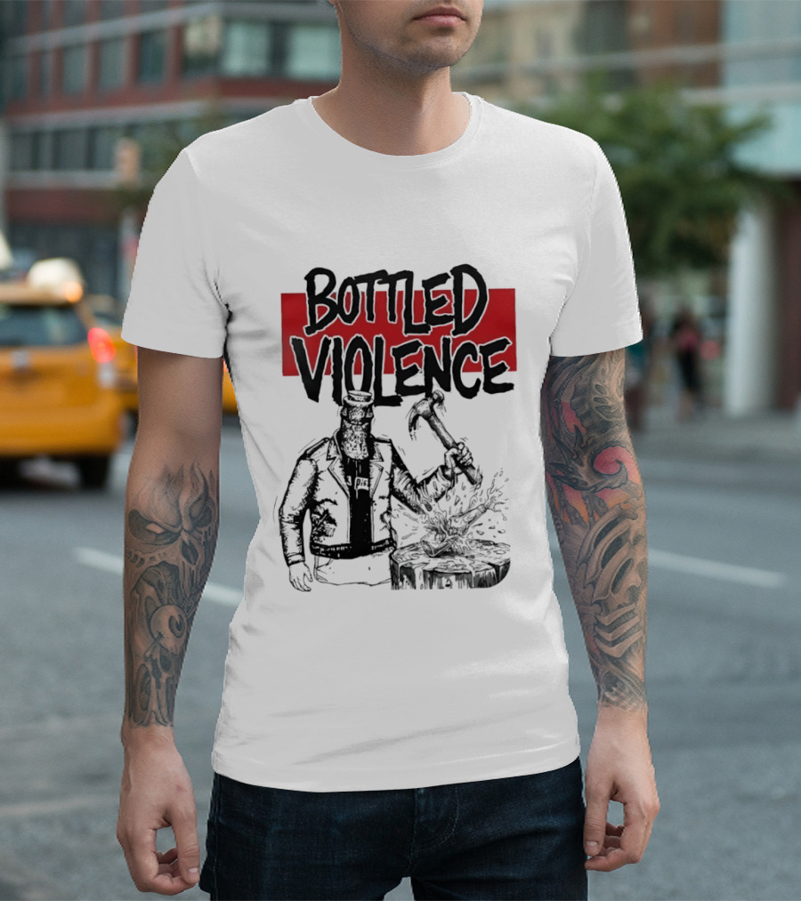 Bottled Violence Character With Hammer And Red T-Shirt