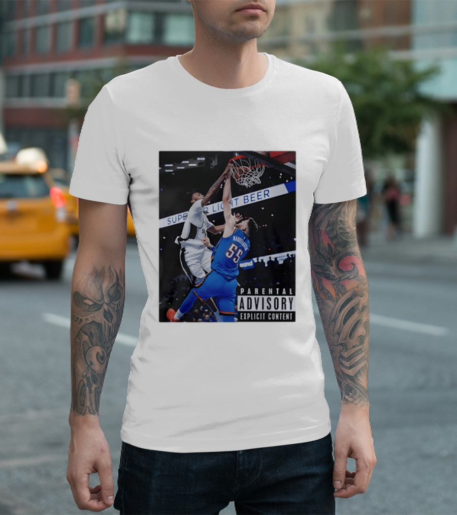 Parental Advisory Explicit Content Dunk Contest New York Knicks Mitchell Robinson Basketball Photo T-Shirt