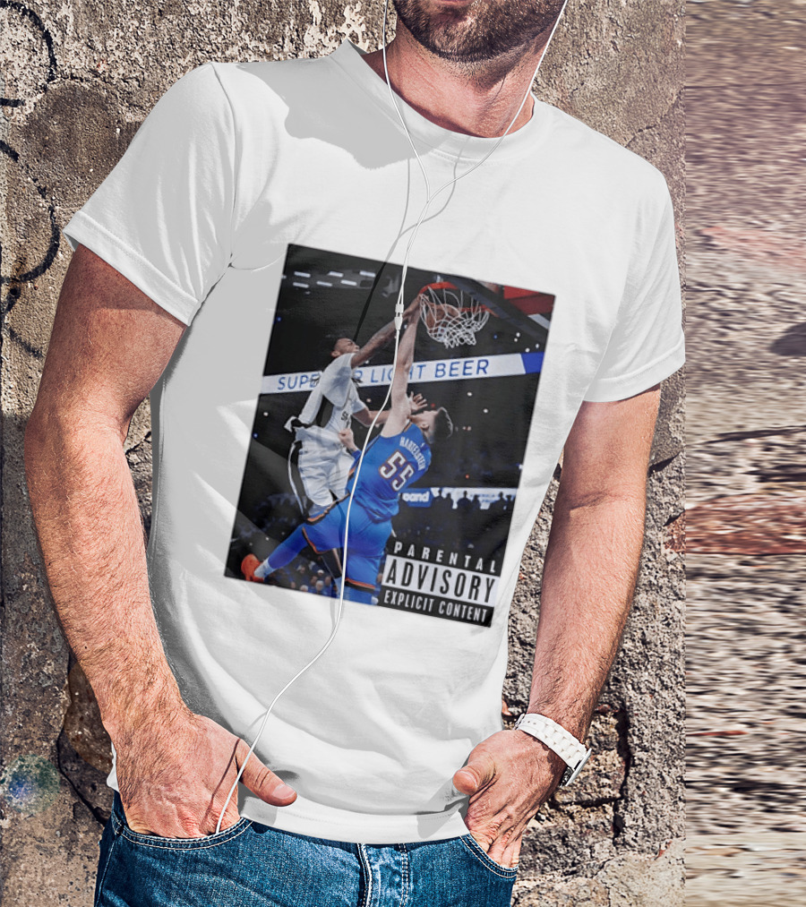 Parental Advisory Explicit Content Dunk Contest New York Knicks Mitchell Robinson Basketball Photo T-Shirt