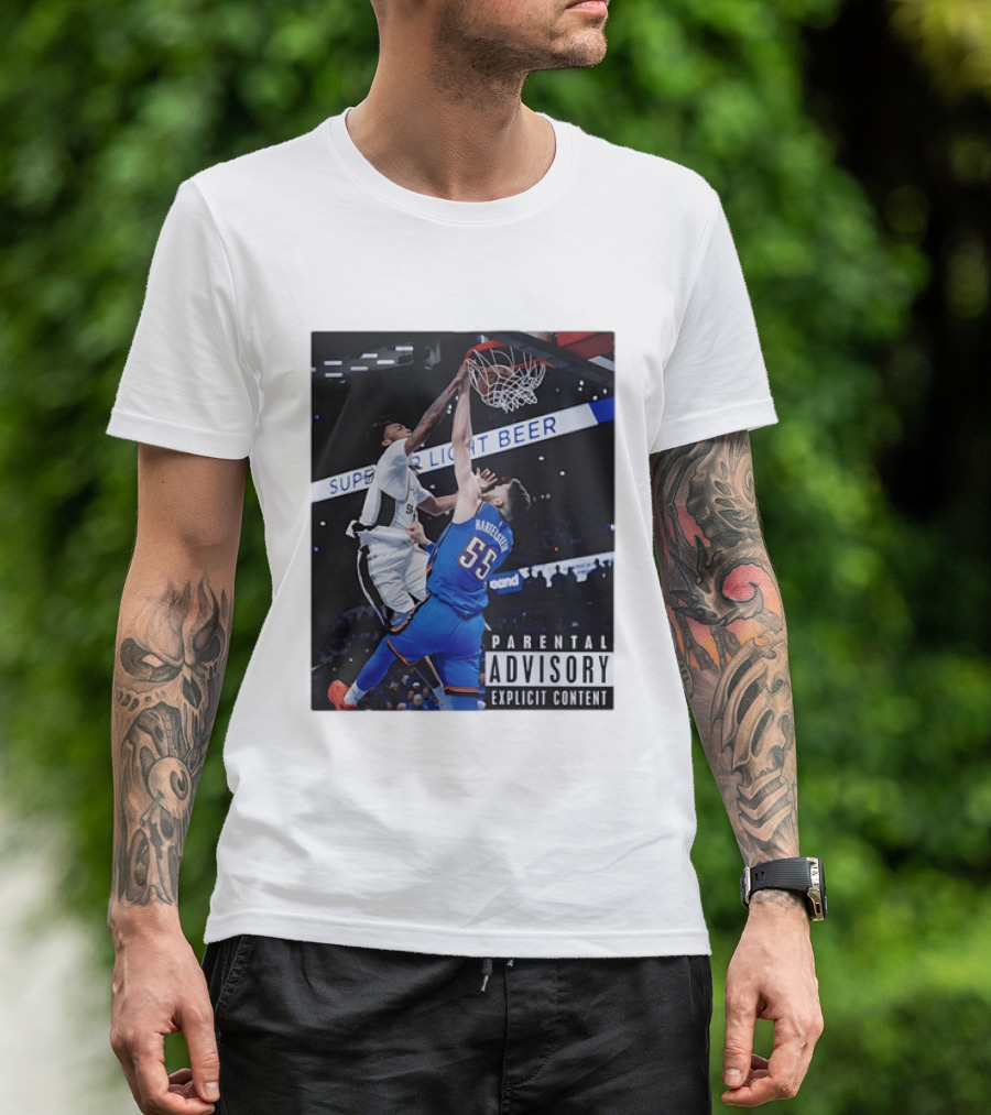 Parental Advisory Explicit Content Dunk Contest New York Knicks Mitchell Robinson Basketball Photo T-Shirt